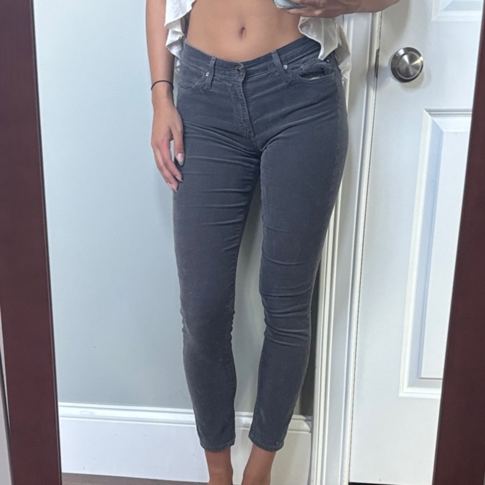 Women's AG Size 25 Gray corduroy Stevie slim straight ankle Jeans Anthropologie